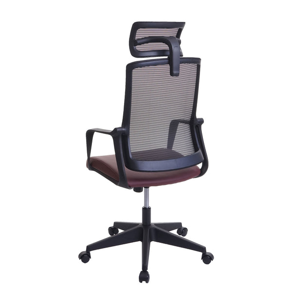 Bürostuhl JAM-J52 ergonomisch mit Kopfstütze Kunstleder bordeaux-rot