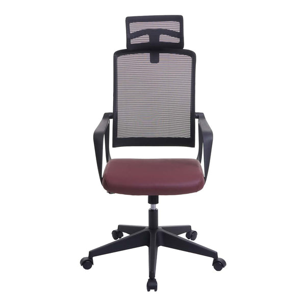 Bürostuhl JAM-J52 ergonomisch mit Kopfstütze Kunstleder bordeaux-rot