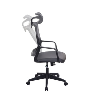 Bürostuhl JAM-J52 ergonomisch mit Kopfstütze Kunstleder grau