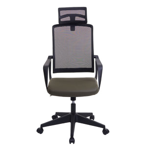 Bürostuhl JAM-J52 ergonomisch mit Kopfstütze Kunstleder olivgrün