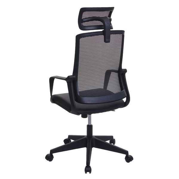 Bürostuhl JAM-J52 ergonomisch mit Kopfstütze Kunstleder schwarz