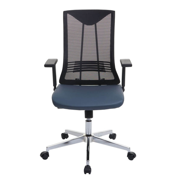 Bürostuhl JAM-J53 ergonomisch Kunstleder blau-grau