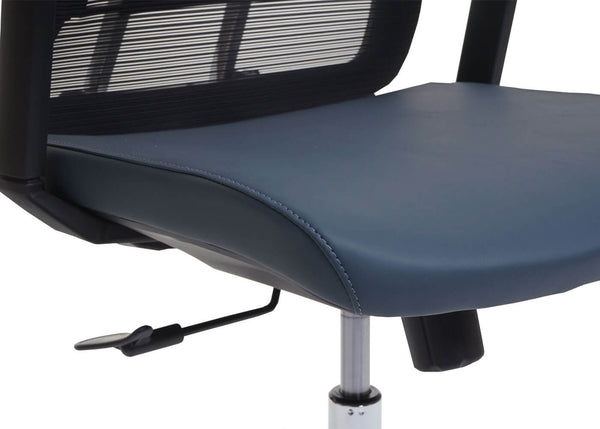 Bürostuhl JAM-J53 ergonomisch Kunstleder blau-grau