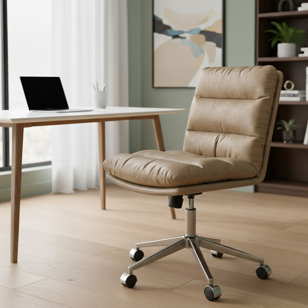 Bürostuhl Leder BILES beige