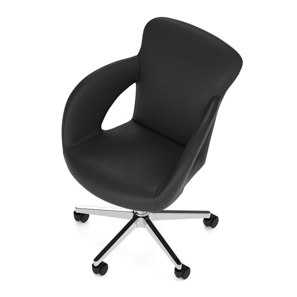 Bürostuhl Leder STELLAN schwarz