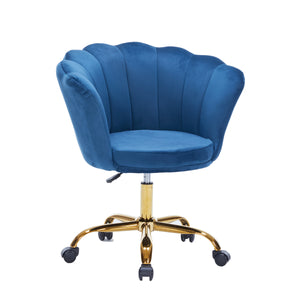 Velvet office chair SHELLY blue/gold
