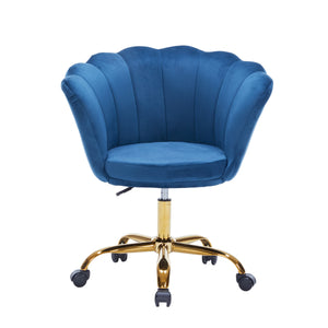 Velvet office chair SHELLY blue/gold