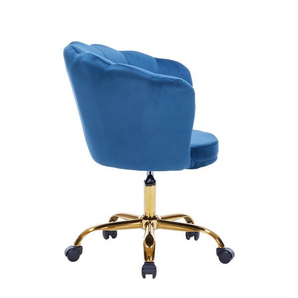 Velvet office chair SHELLY blue/gold