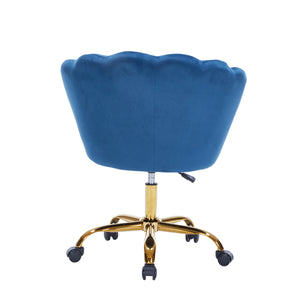 Velvet office chair SHELLY blue/gold