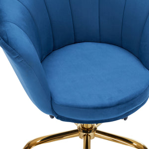 Velvet office chair SHELLY blue/gold