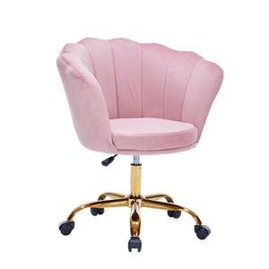 Velvet office chair SHELLY pink/gold
