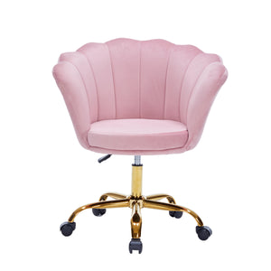 Velvet office chair SHELLY pink/gold