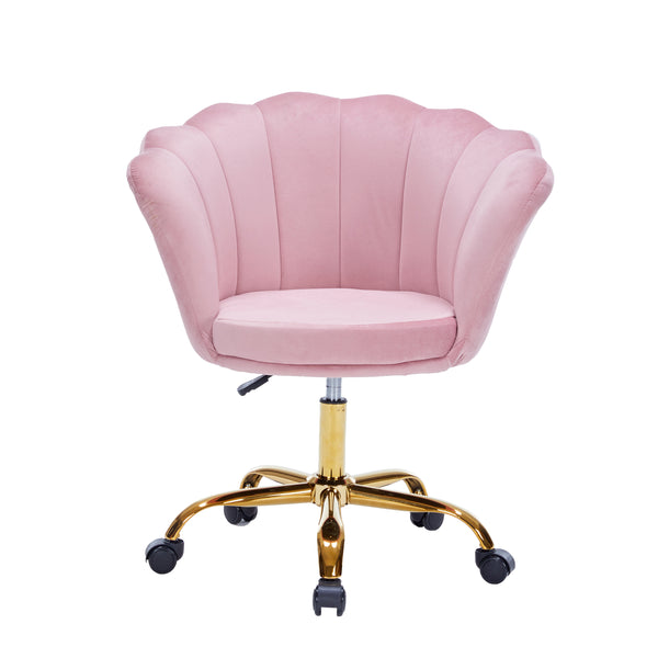 Velvet office chair SHELLY pink/gold