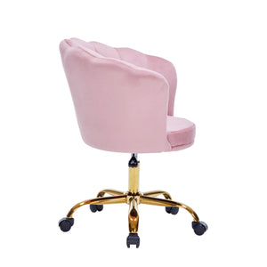 Velvet office chair SHELLY pink/gold