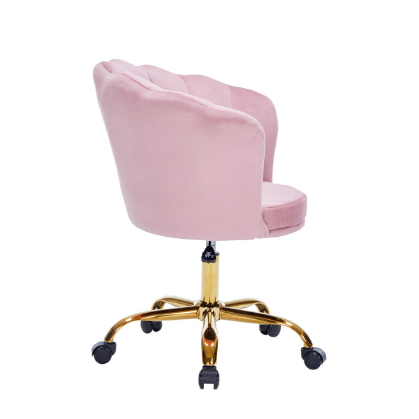 Velvet office chair SHELLY pink/gold