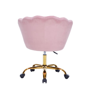 Velvet office chair SHELLY pink/gold