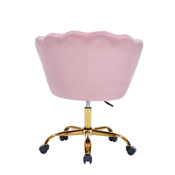 Velvet office chair SHELLY pink/gold