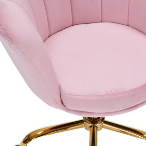 Velvet office chair SHELLY pink/gold