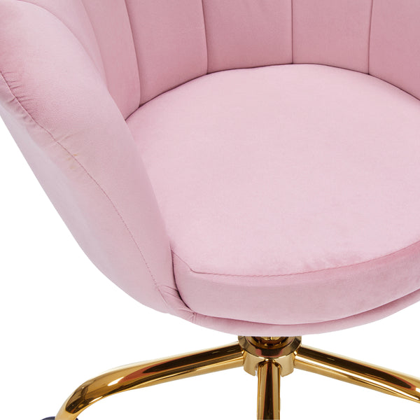 Velvet office chair SHELLY pink/gold
