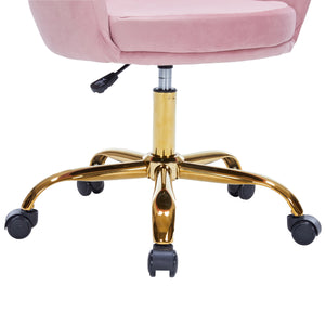 Velvet office chair SHELLY pink/gold