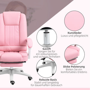 Bürostuhl Schreibtischstuhl Drehstuhl mit Fussstütze Rosa