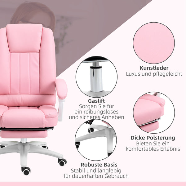 Bürostuhl Schreibtischstuhl Drehstuhl mit Fussstütze Rosa