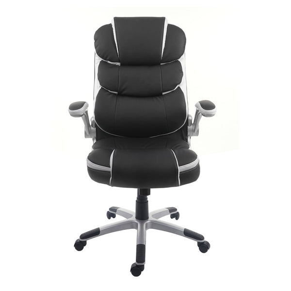 Bürostuhl Schreibtischstuhl, Kunstleder ~ schwarz