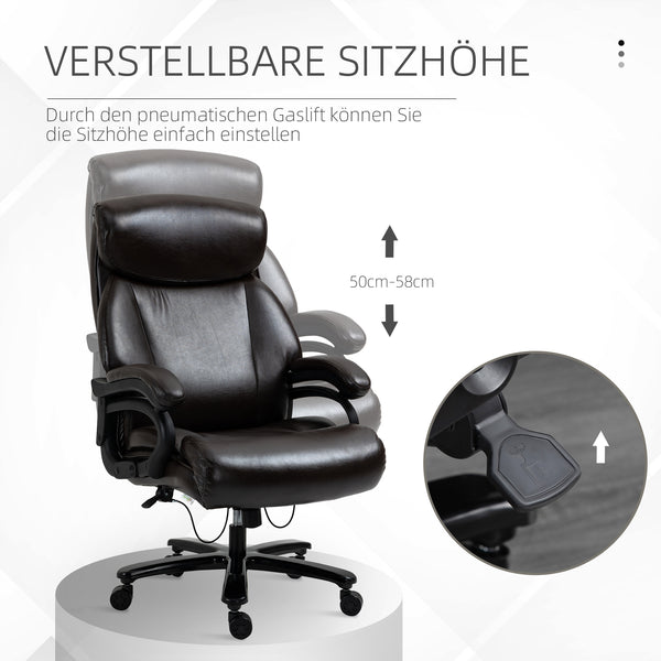 Fauteuil de bureau à bascule, rembourrage épais, marron