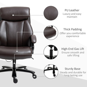 Fauteuil de bureau à bascule, rembourrage épais, marron