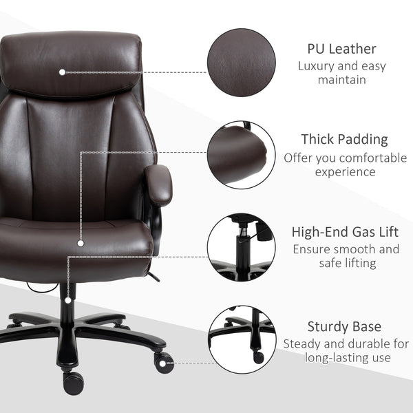 Fauteuil de bureau à bascule, rembourrage épais, marron