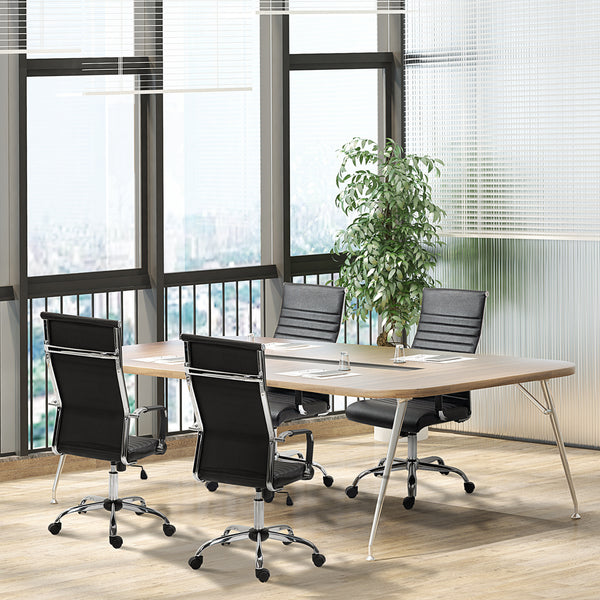 Bürostuhl Wippfunktion gepolstert ergonomisch PU-Leder Schwarz
