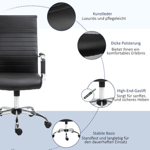 Bürostuhl Wippfunktion gepolstert ergonomisch PU-Leder Schwarz