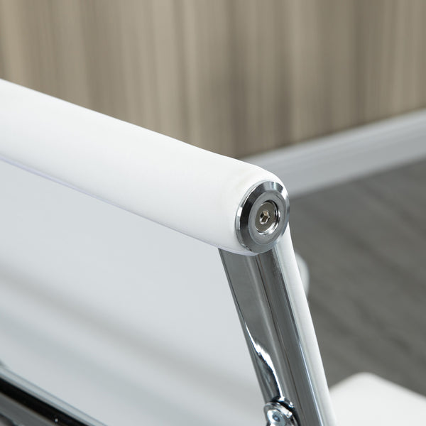 Bürostuhl Wippfunktion gepolstert ergonomisch PU-Leder Weiss