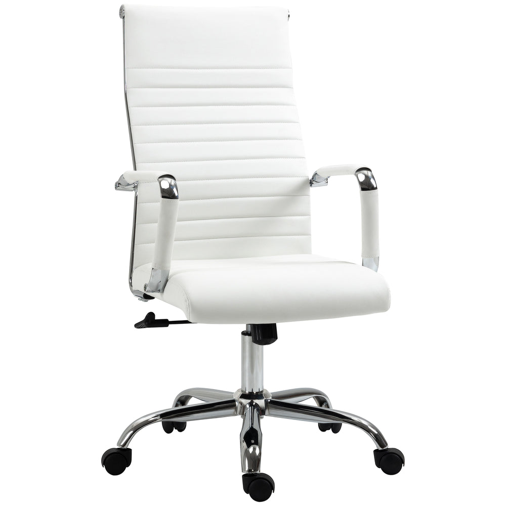 Bürostuhl Wippfunktion gepolstert ergonomisch PU-Leder Weiss