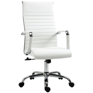 Bürostuhl Wippfunktion gepolstert ergonomisch PU-Leder Weiss