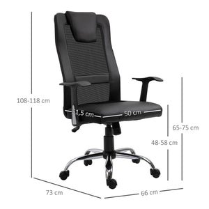 Ergonomic office chair, PU, ​​black, 66x73x108-118cm