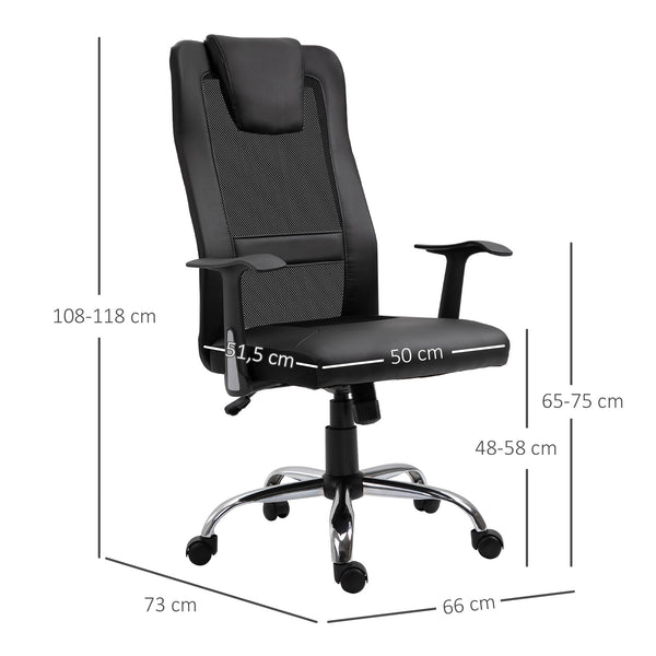 Ergonomic office chair, PU, ​​black, 66x73x108-118cm