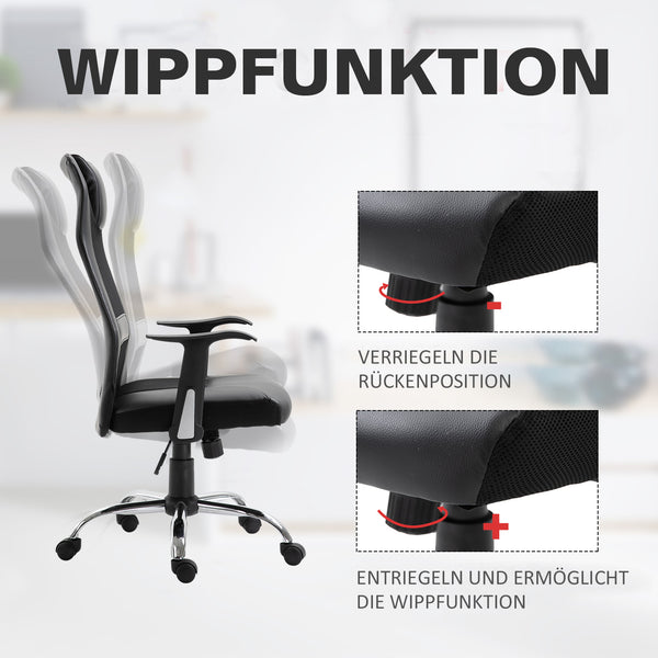Ergonomic office chair, PU, ​​black, 66x73x108-118cm