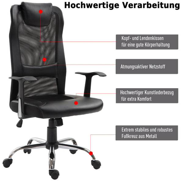 Ergonomic office chair, PU, ​​black, 66x73x108-118cm