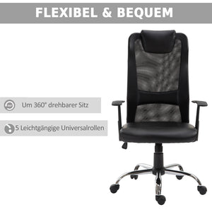 Ergonomic office chair, PU, ​​black, 66x73x108-118cm