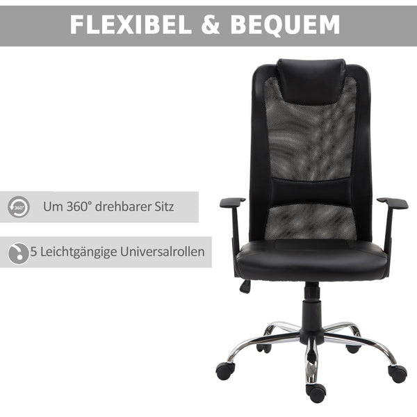 Ergonomic office chair, PU, ​​black, 66x73x108-118cm