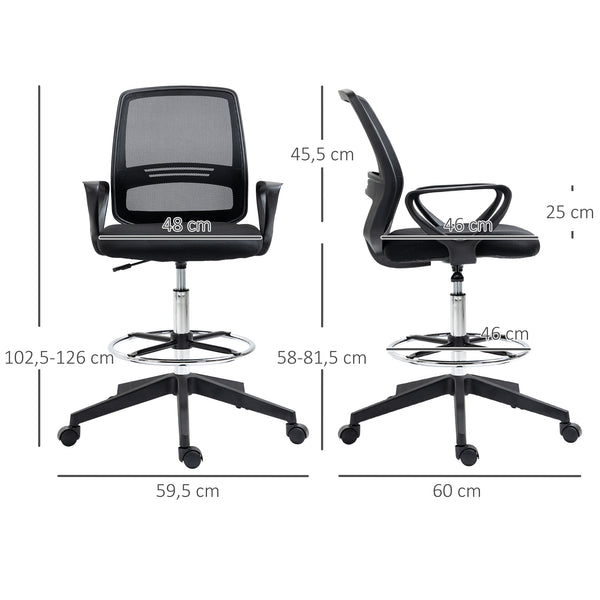 Bürostuhl für Stehpult mit Fussstütze Sitzhöhe bis 81cm