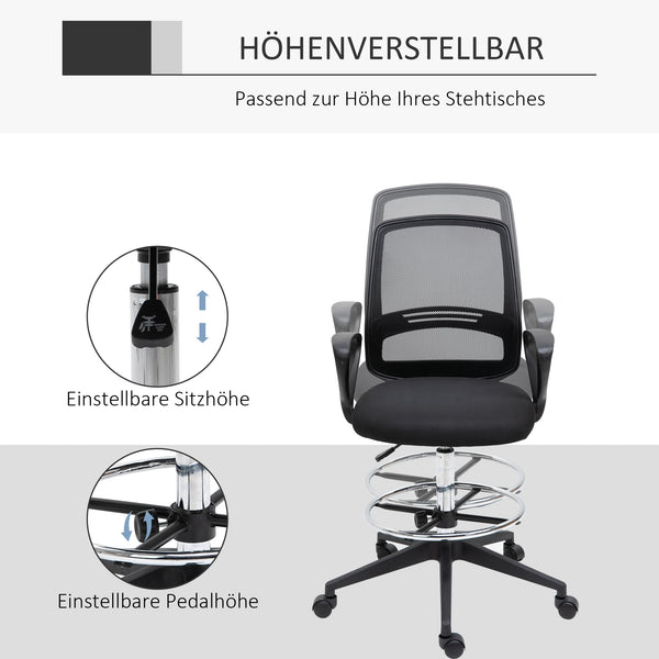 Bürostuhl für Stehpult mit Fussstütze Sitzhöhe bis 81cm