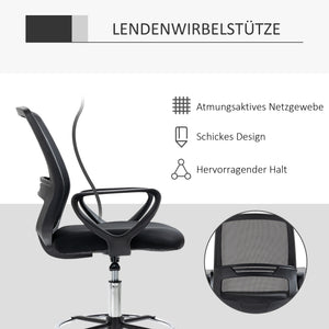 Bürostuhl für Stehpult mit Fussstütze Sitzhöhe bis 81cm