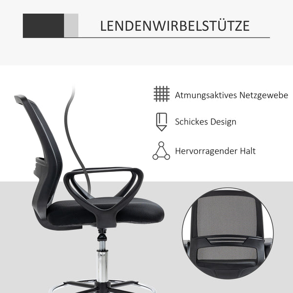 Bürostuhl für Stehpult mit Fussstütze Sitzhöhe bis 81cm
