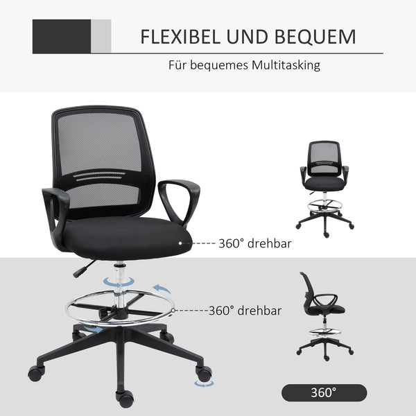 Bürostuhl für Stehpult mit Fussstütze Sitzhöhe bis 81cm