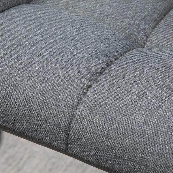 Barhocker 2er-Set Retro-Design höhenverstellbar Kunstleder Leinenoptik Grau + Schwarz