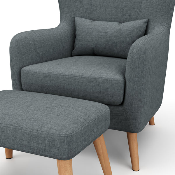 Sessel mit Hocker JARIS anthrazit