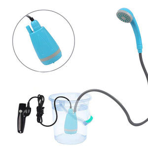 Doccia da campeggio con pompa sommersa, blu
