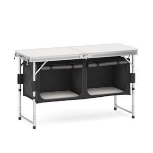 Campingküche höhenverstellbar schwarz 120 x 47 x 55 - 70 cm